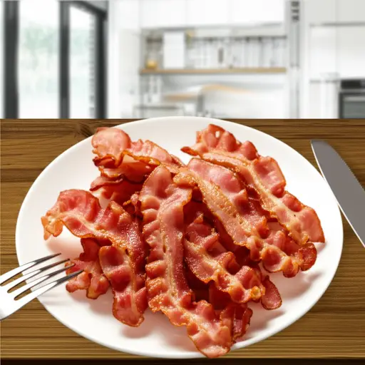 我非常喜欢培根，但很少吃。