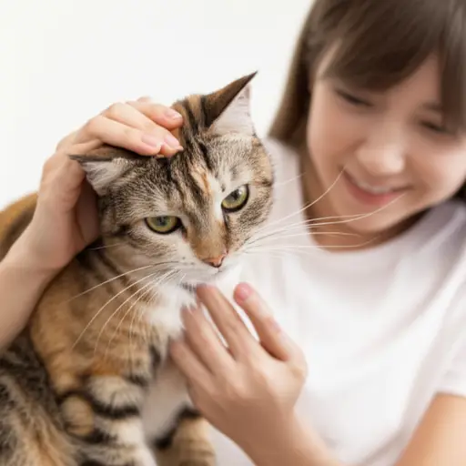 我姐姐养了一只宠物猫。