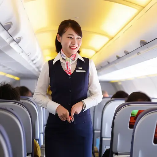 她是一名长途航班上的客舱乘务员。