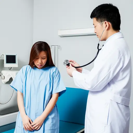 她因在医生面前脱衣服而感到尴尬。