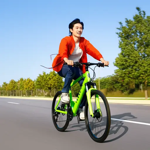 我的新自行车骑起来很快。