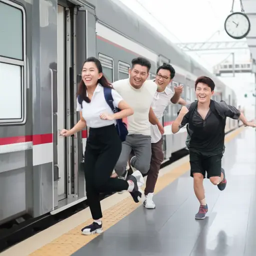 我们及时到达赶上了火车。