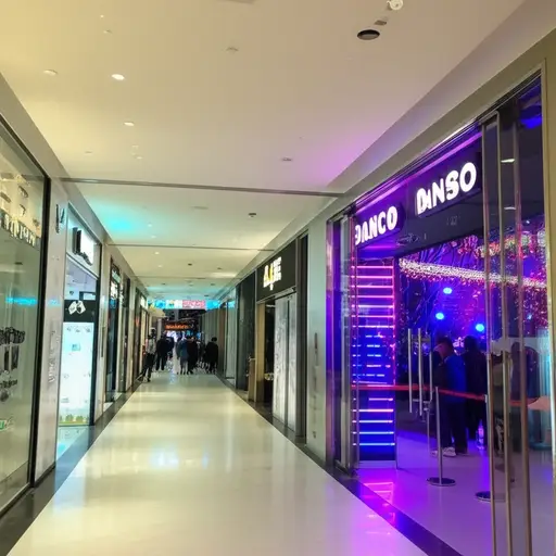 这家购物中心里有一家很大的迪斯科舞厅。