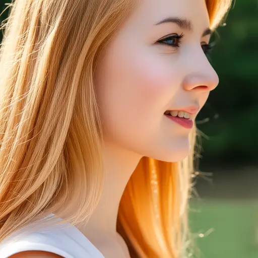 她有一头漂亮的金色长发。