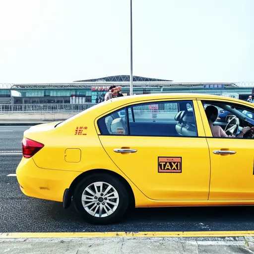 我们可以乘出租车去机场。