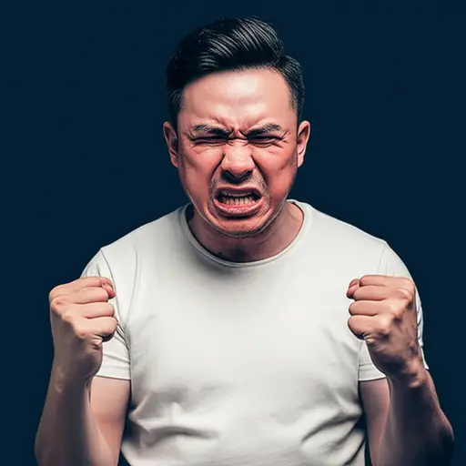 他显然很生气，因为他脸都红了。