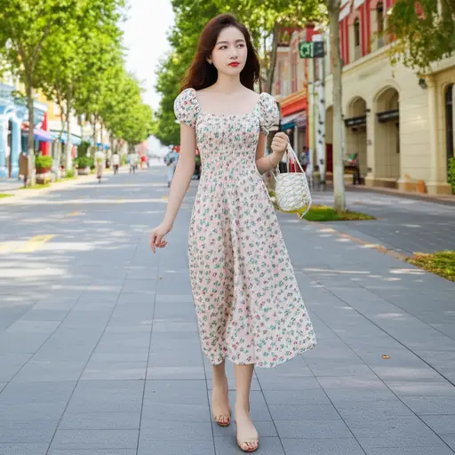 夏天，我穿裙子和凉鞋。