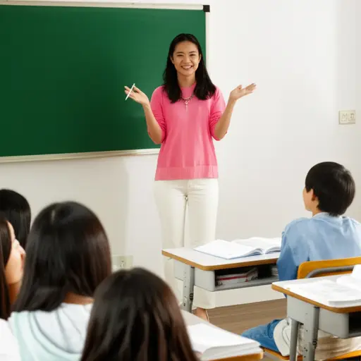 我的老师很棒，她总是很开心。