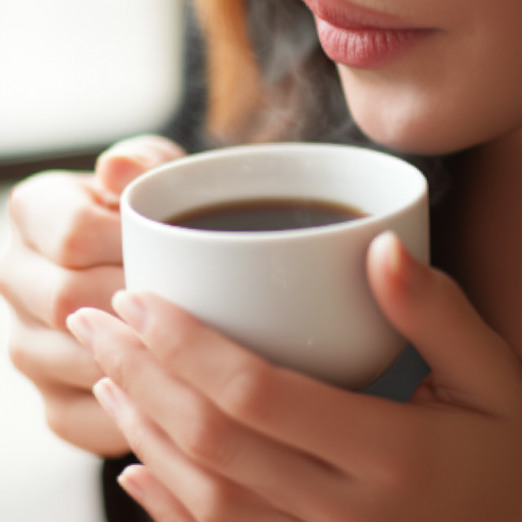 温暖的咖啡让她感到舒适。