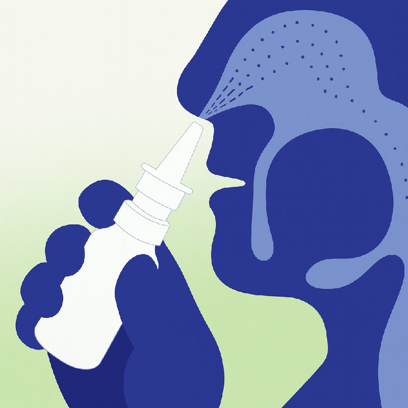 医生推荐使用鼻喷雾来治疗他的慢性鼻炎。