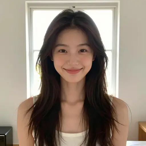 她背对着窗户站着。