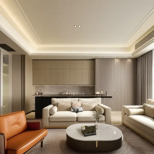 楼下有个大客厅和厨房。