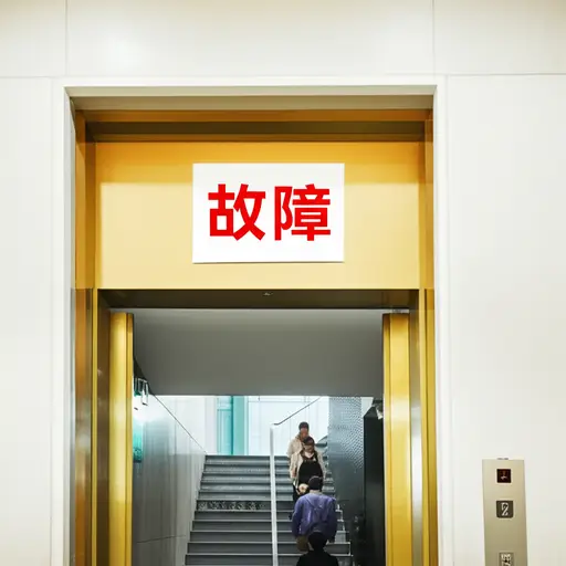 电梯坏了，所以我们得走楼梯。