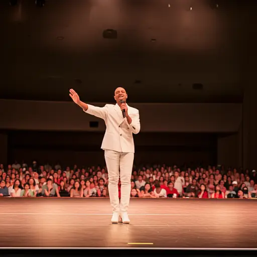 所有的观众都看着我，我非常兴奋。