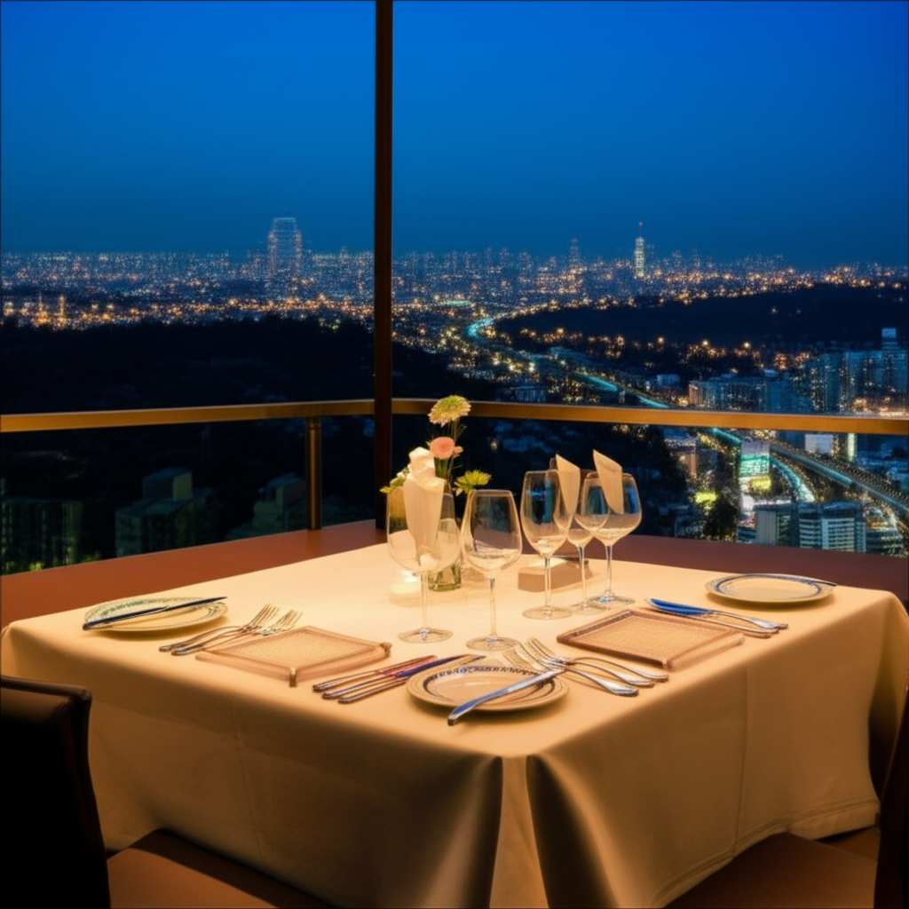 晚餐在城市高空享用。