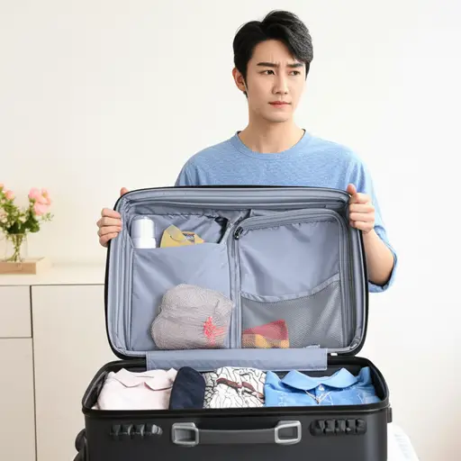 他询问了行李箱里的东西。