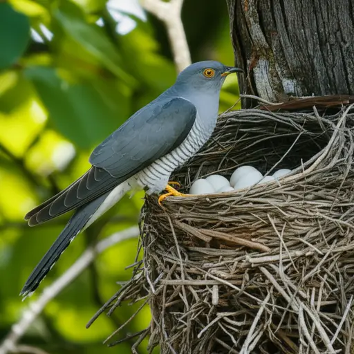 布谷鸟把蛋下在其他鸟的巢里。