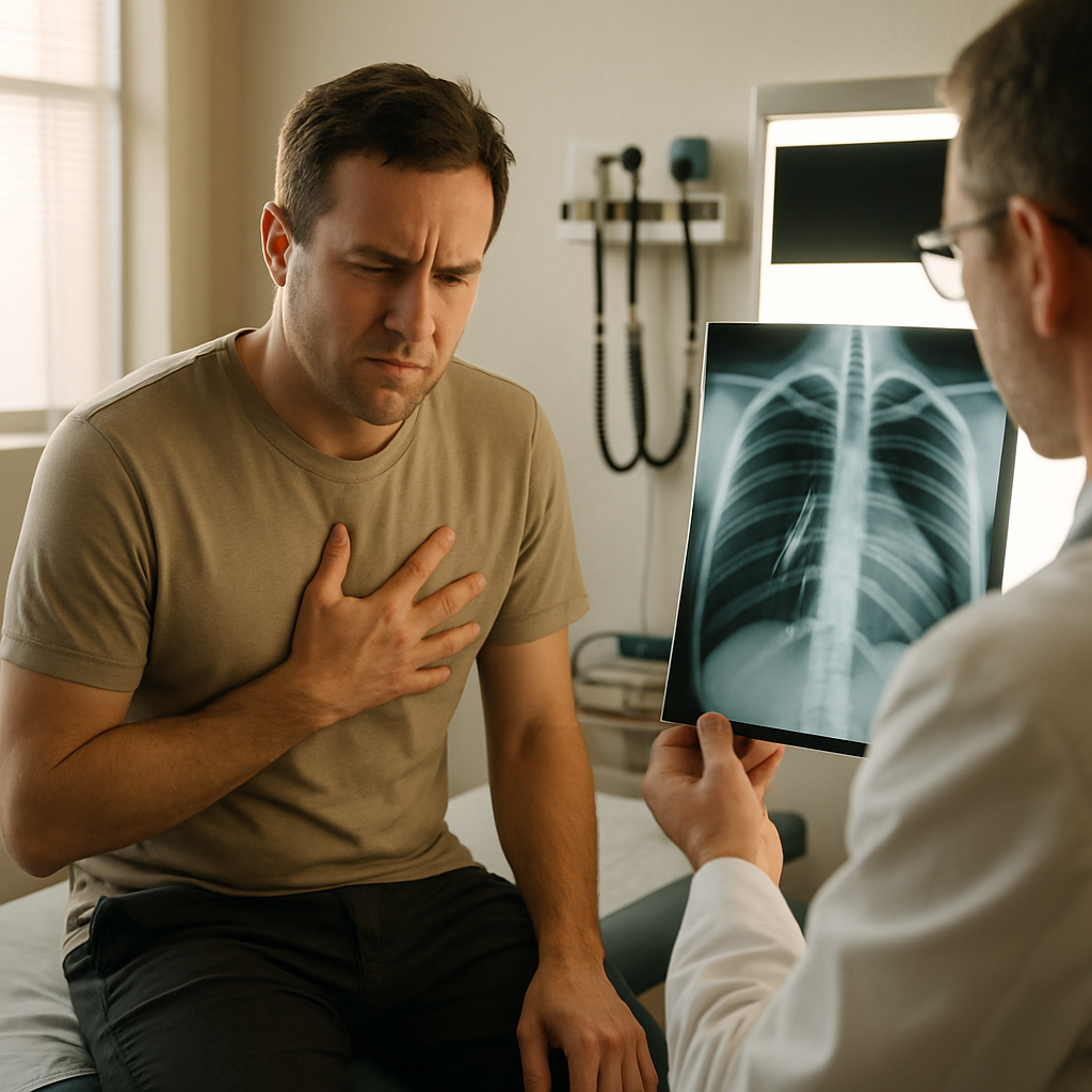 他有三根肋骨骨折了。