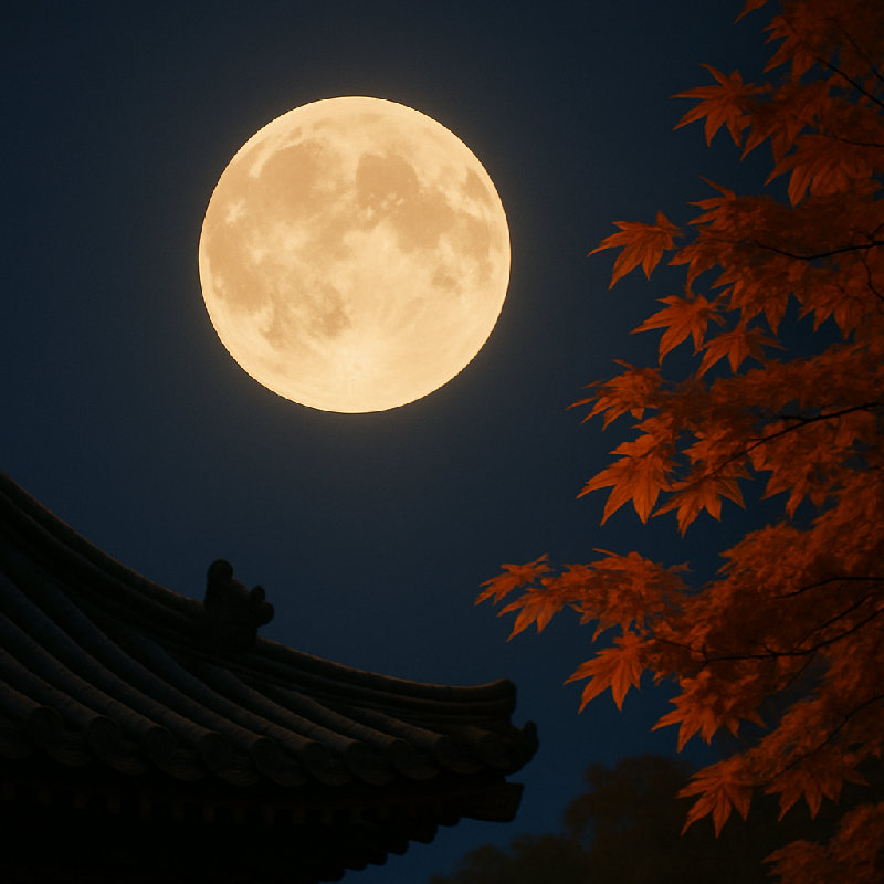 中秋节的月亮特别圆。