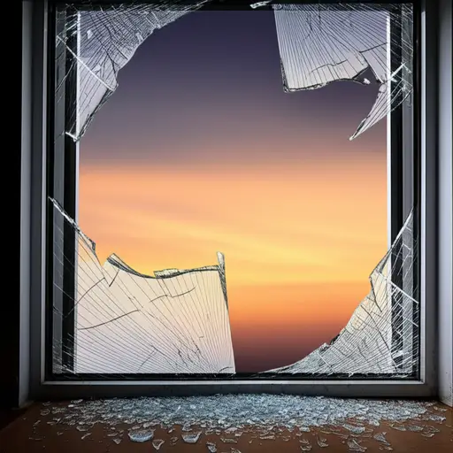 有一天，我回到家发现窗户碎了。