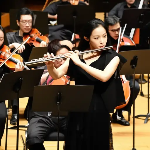 她在管弦乐队中演奏长笛非常优美。