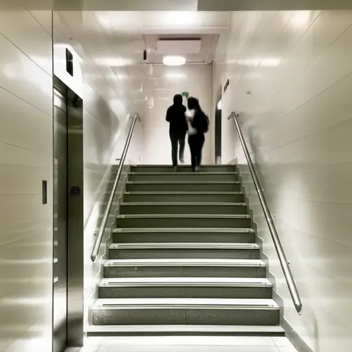 请使用楼梯，不要乘坐电梯。