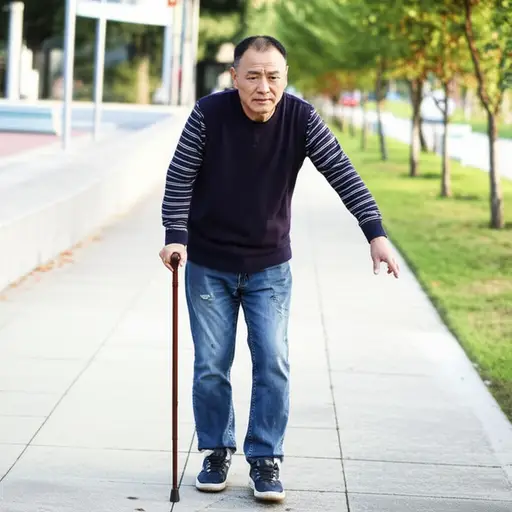 他走路有很大困难。