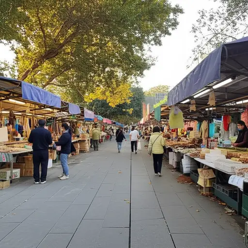 我每天早上都会经过一个热闹的市场。