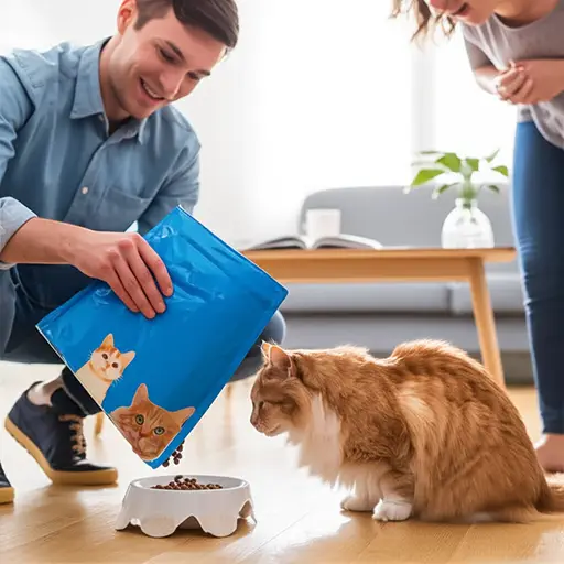 "我不在的时候，你介意喂一下我的猫吗？" "没问题。"