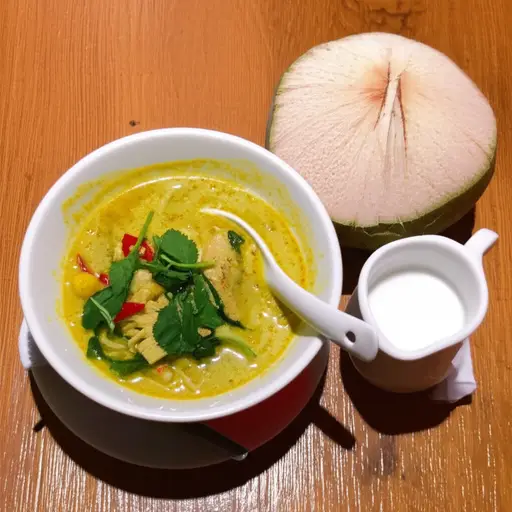 泰国菜用了很多椰子。