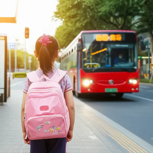 她每天坐公交车去学校。