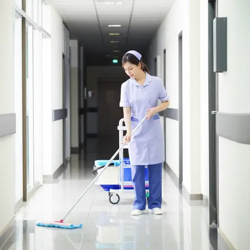 她在医院担任清洁工。