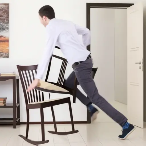 他突然从椅子上跳起来，离开了房间。