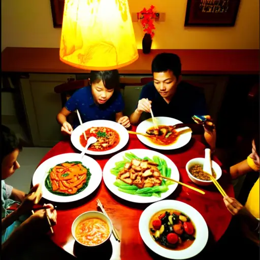 我们围坐在桌旁吃晚饭。