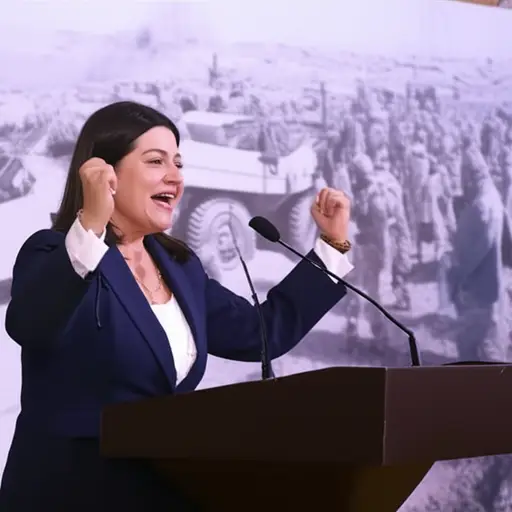 她激动地讲述了她作为战地记者的经历。