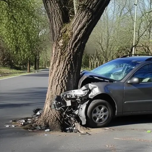 司机失去了对车辆的控制，撞上了一棵树。