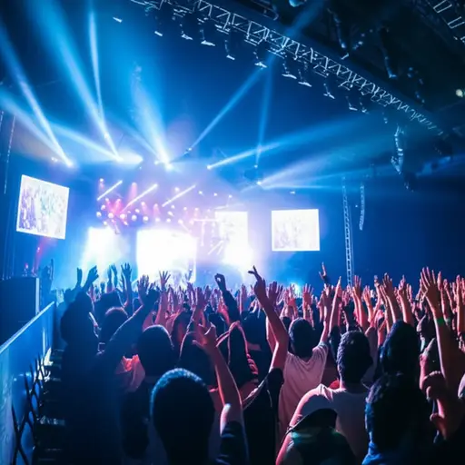 人群在音乐会上热情地欢呼。