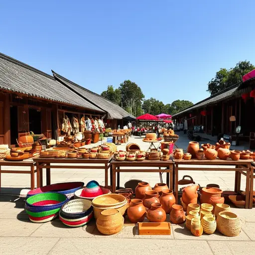 乡村集市展示了精美的当地手工艺品。