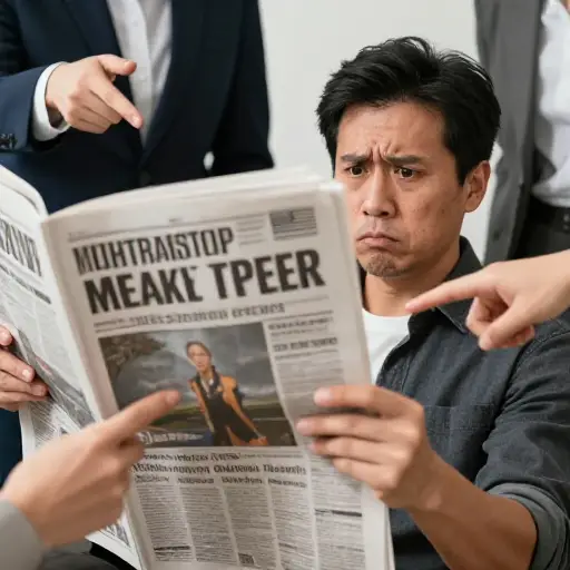 报纸的报道揭露他是个骗子。