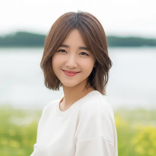 她转过身来对我微笑。