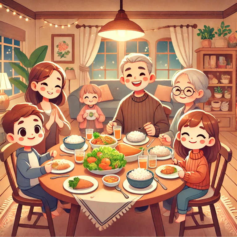 到晚餐时间了。