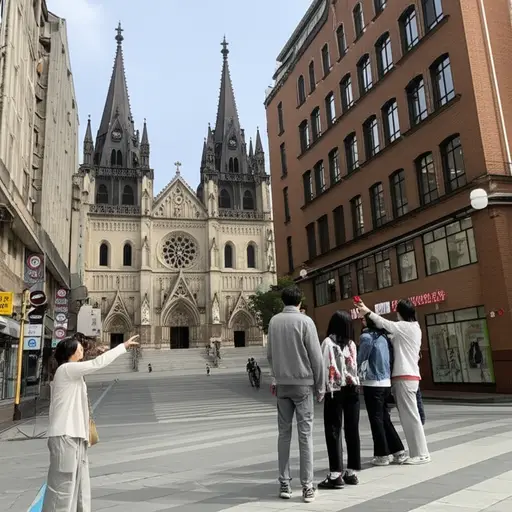 我们的导游解释了大教堂在哪里。