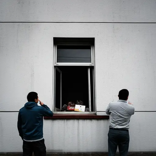 我们听到从楼上房间传来的噪音。