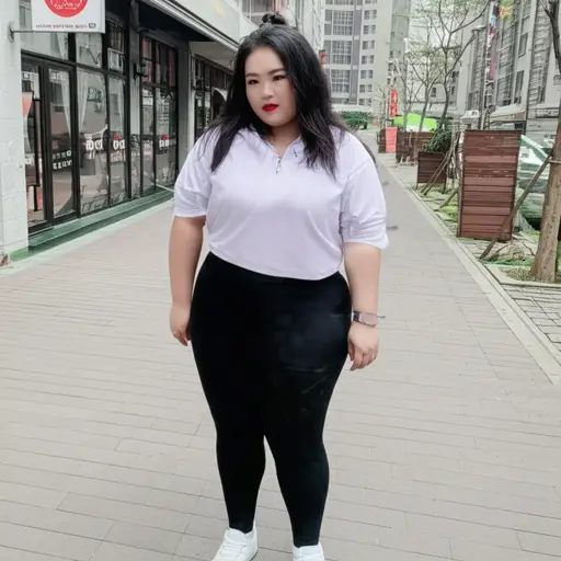 她个子高，有点胖。