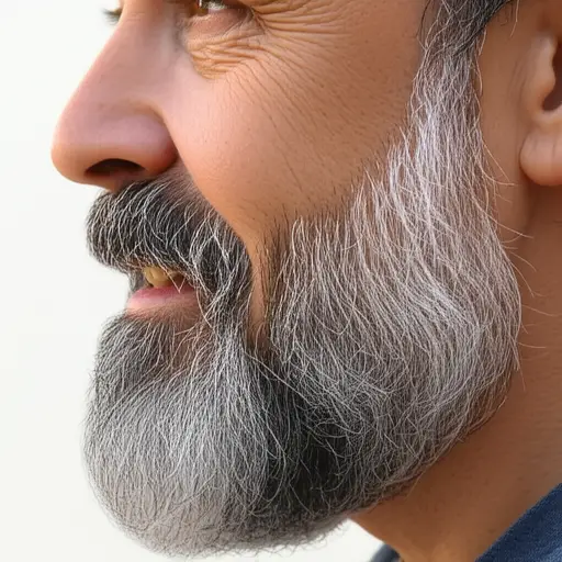 我爸爸的胡子是灰色的。