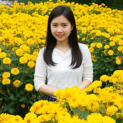 她喜欢黄色的花。