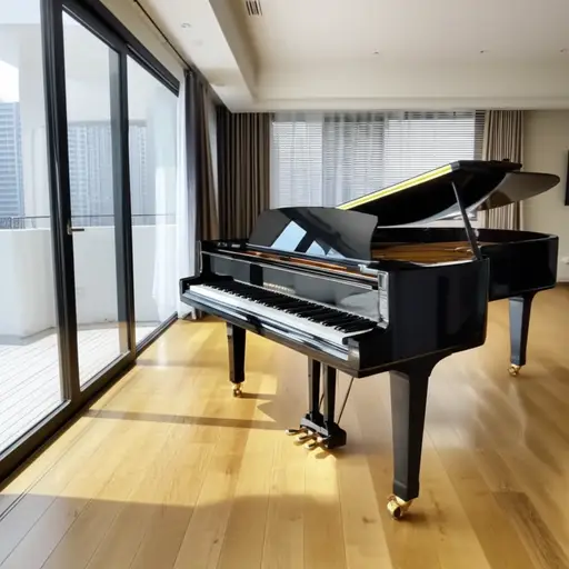 他的客厅里有一架漂亮的钢琴。