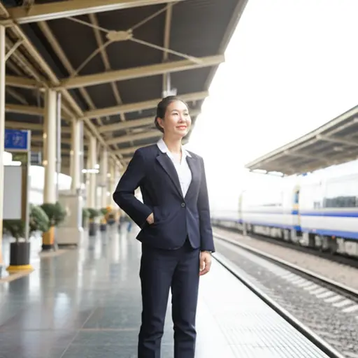 我每天乘火车去上班。