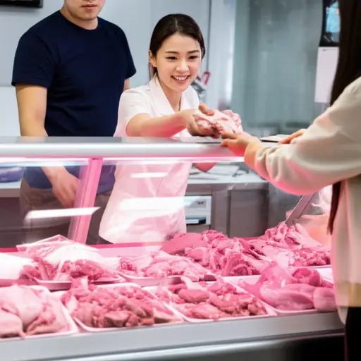 我从肉贩那里买了一些鸡肉。