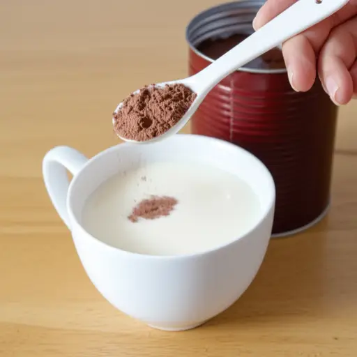 请把牛奶和巧克力粉混合。